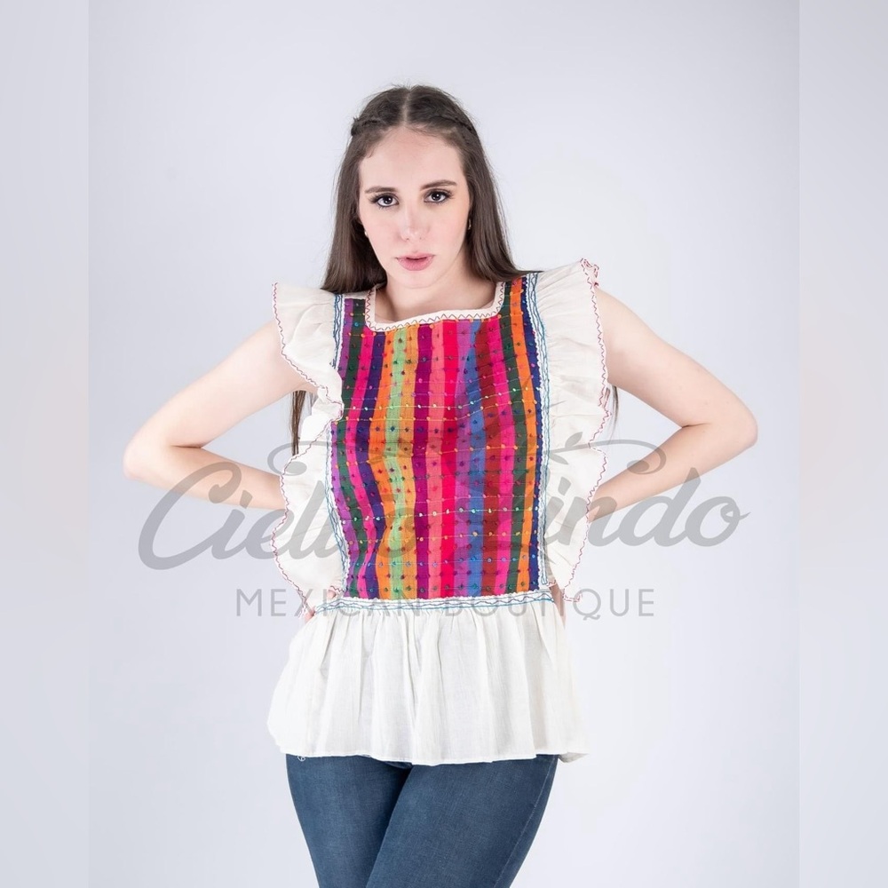 Ruby Ruffled Coral Blouse - Picture 4 of 6